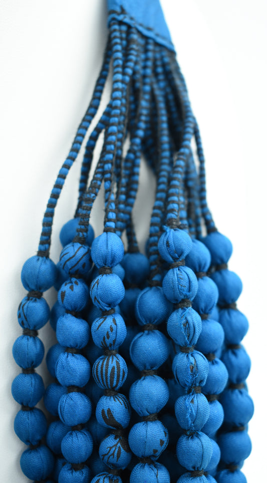 Sari Silk Bead Necklace, 22-String — Deep Teal — detail of beads