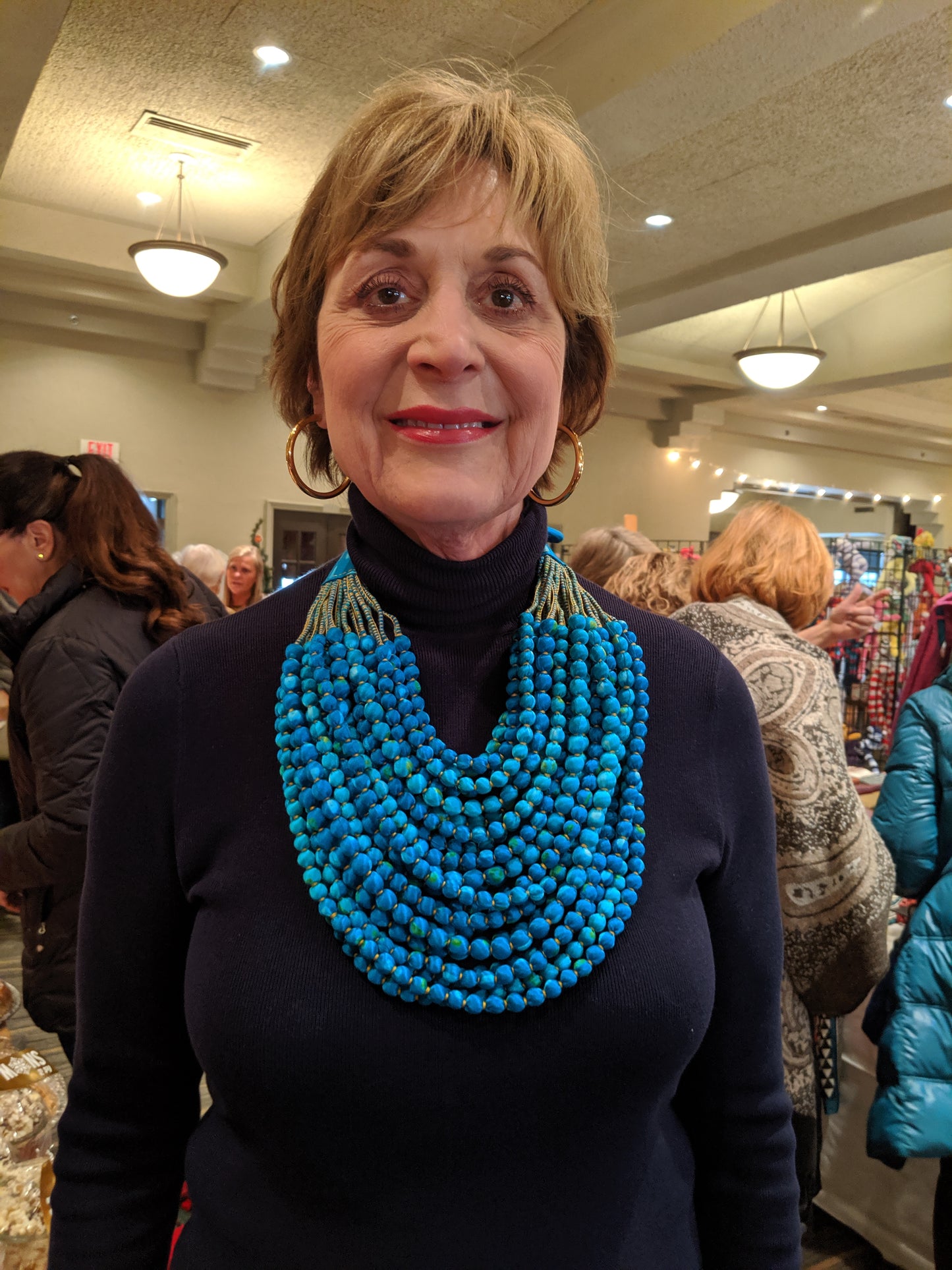 Sari Silk Bead Necklace, 22-String — Deep Teal — view 6