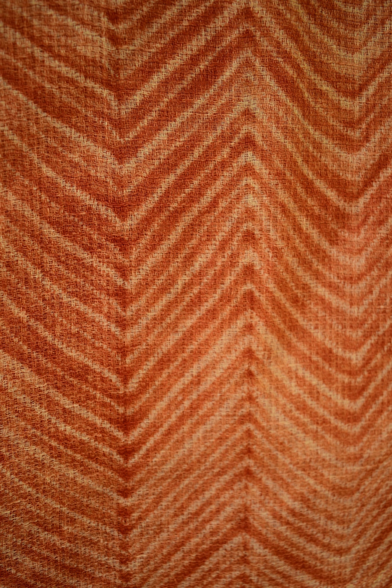 Linen Shibori Scarf — Burnt Orange Chevron — styling view