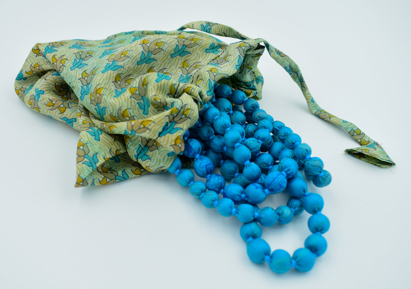 Smooth Sailing — Sari Silk Bead Necklace, 6-String — Caribbean Blue — view 6