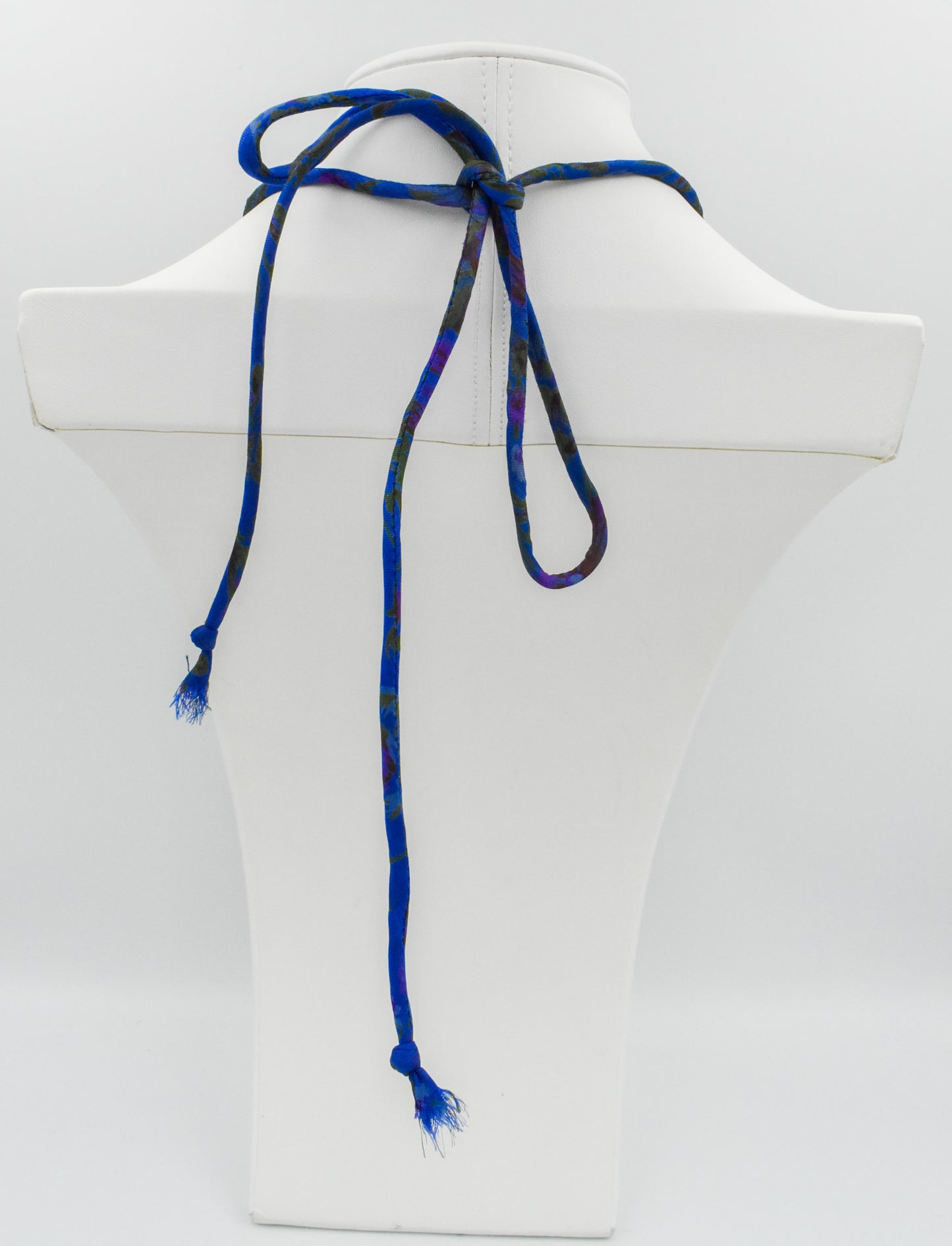 Sari Silk Bead Necklace, 12-String — Blue Violet — view 9