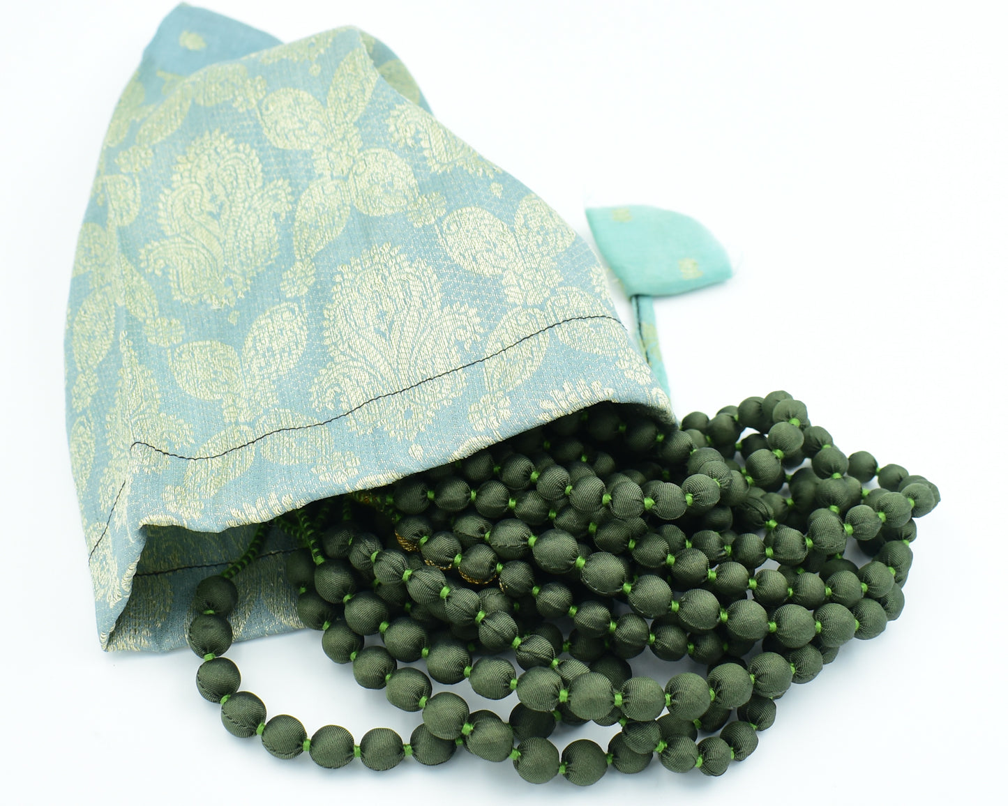 Growth — Sari Silk Bead Necklace, 12-String — Forest Green — view 6