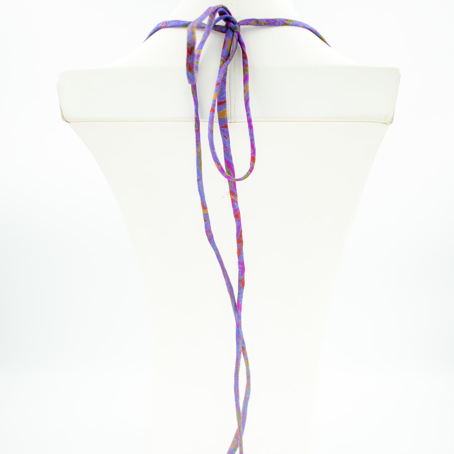 Sari Silk Bead Necklace, 6-String — Purple — close-up detail