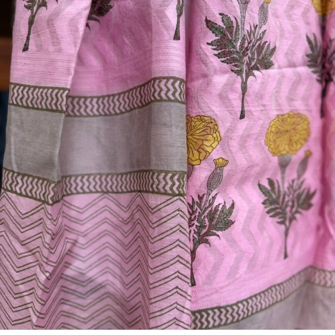 Block Print Cotton Scarf, Pink