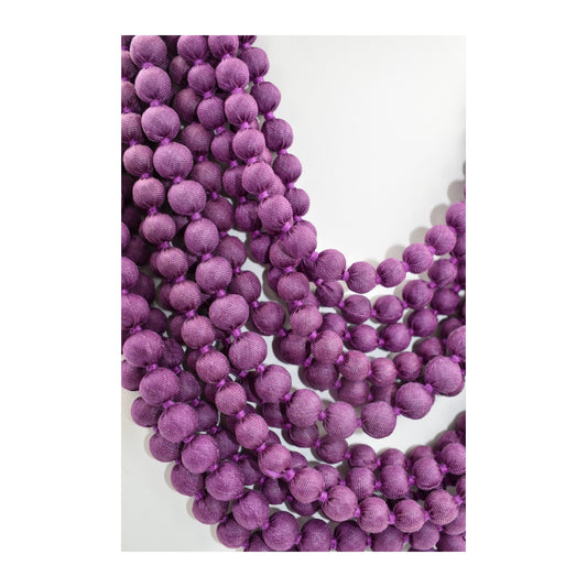 Sari Silk Bead Necklace, 12-String — Muted Magenta