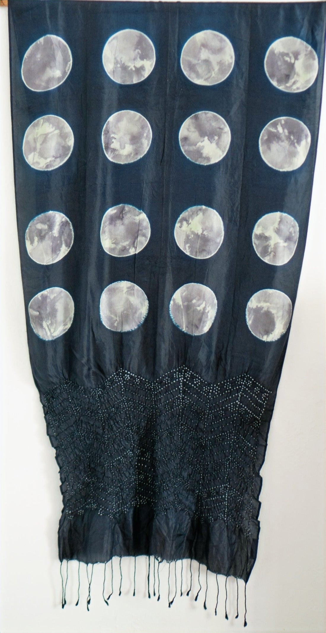 The Moon Scarf — itajime clamp-dyed silk shibori