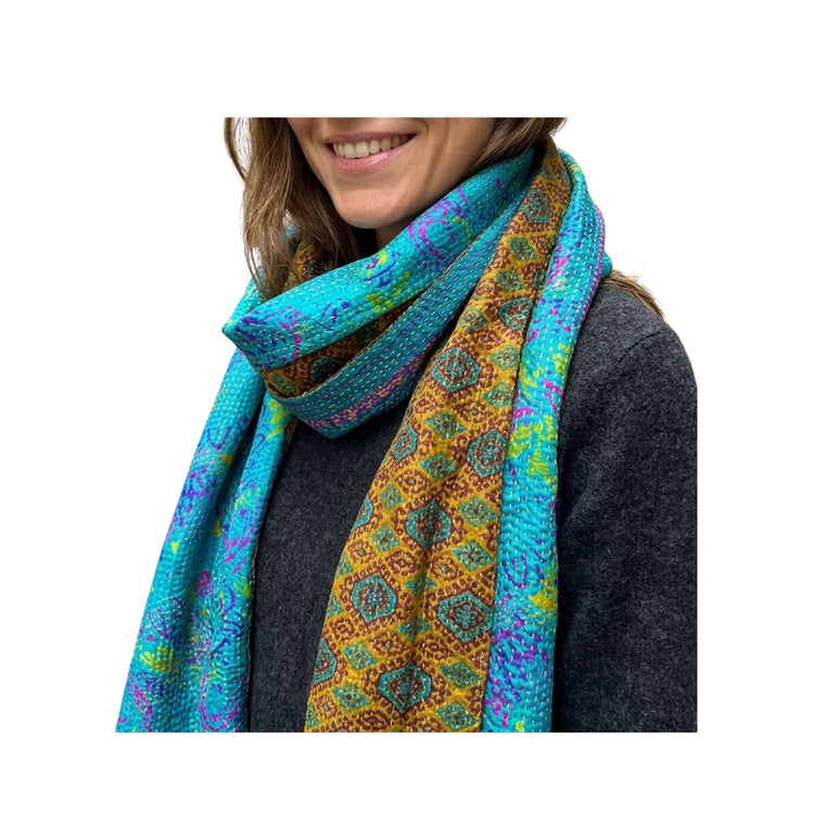 Silk Sari Kantha Shawls
