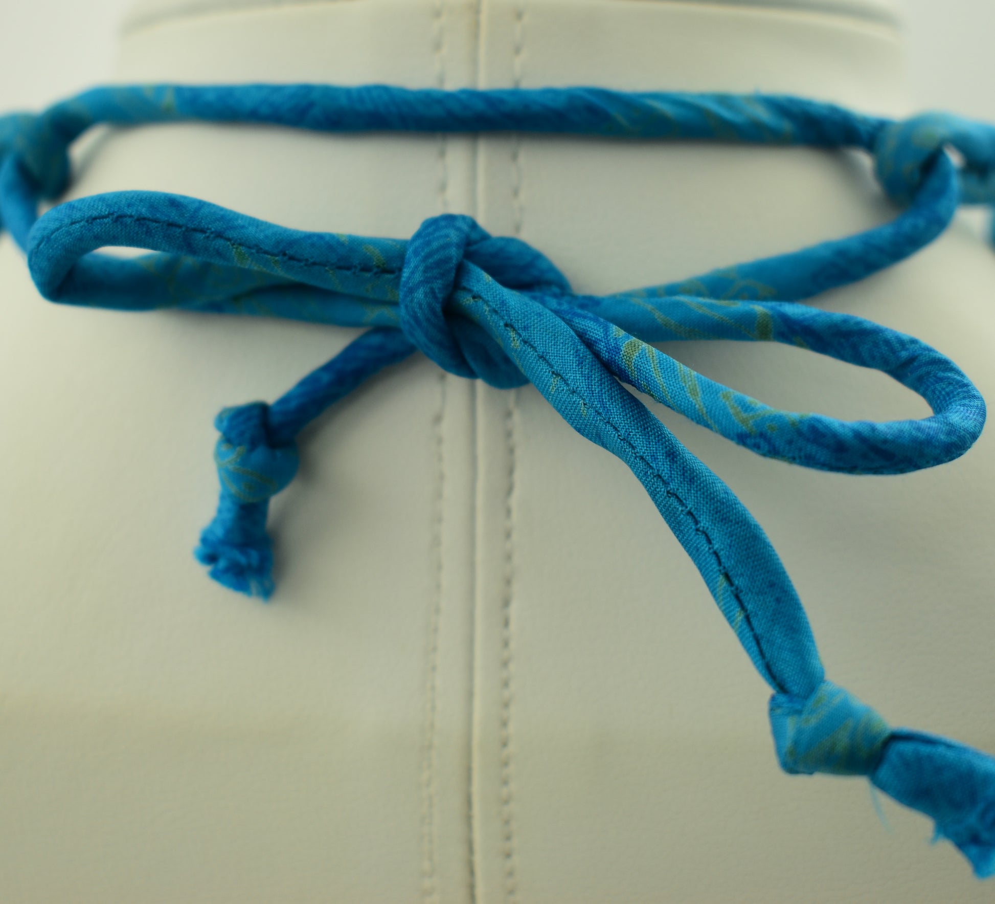 Sari Silk Bead Necklace — Pink and Blue — close-up detail