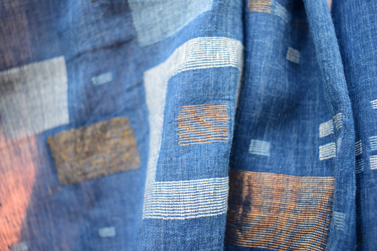 Khadi Jamdani Scarf — Two Colorways — draped