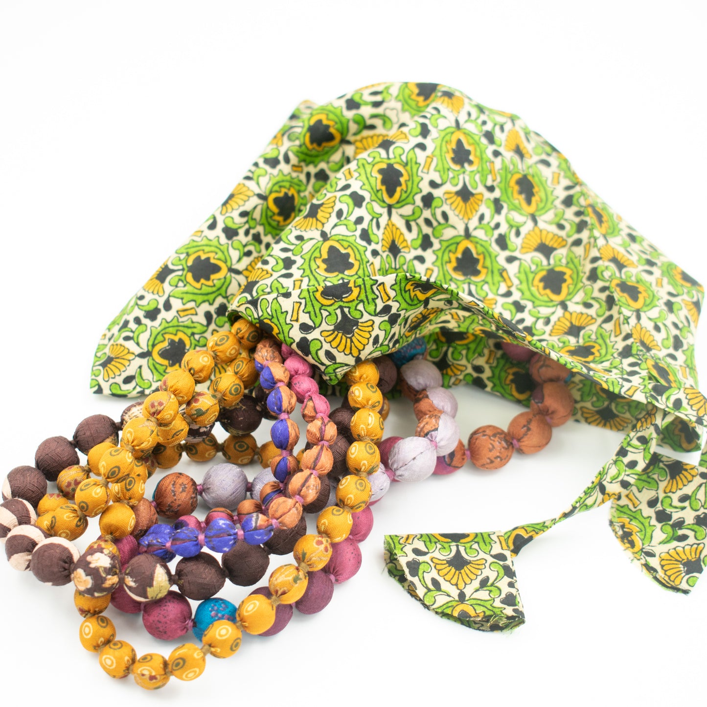 Sari Silk Bead Necklace, 5-String — Multi — view 7