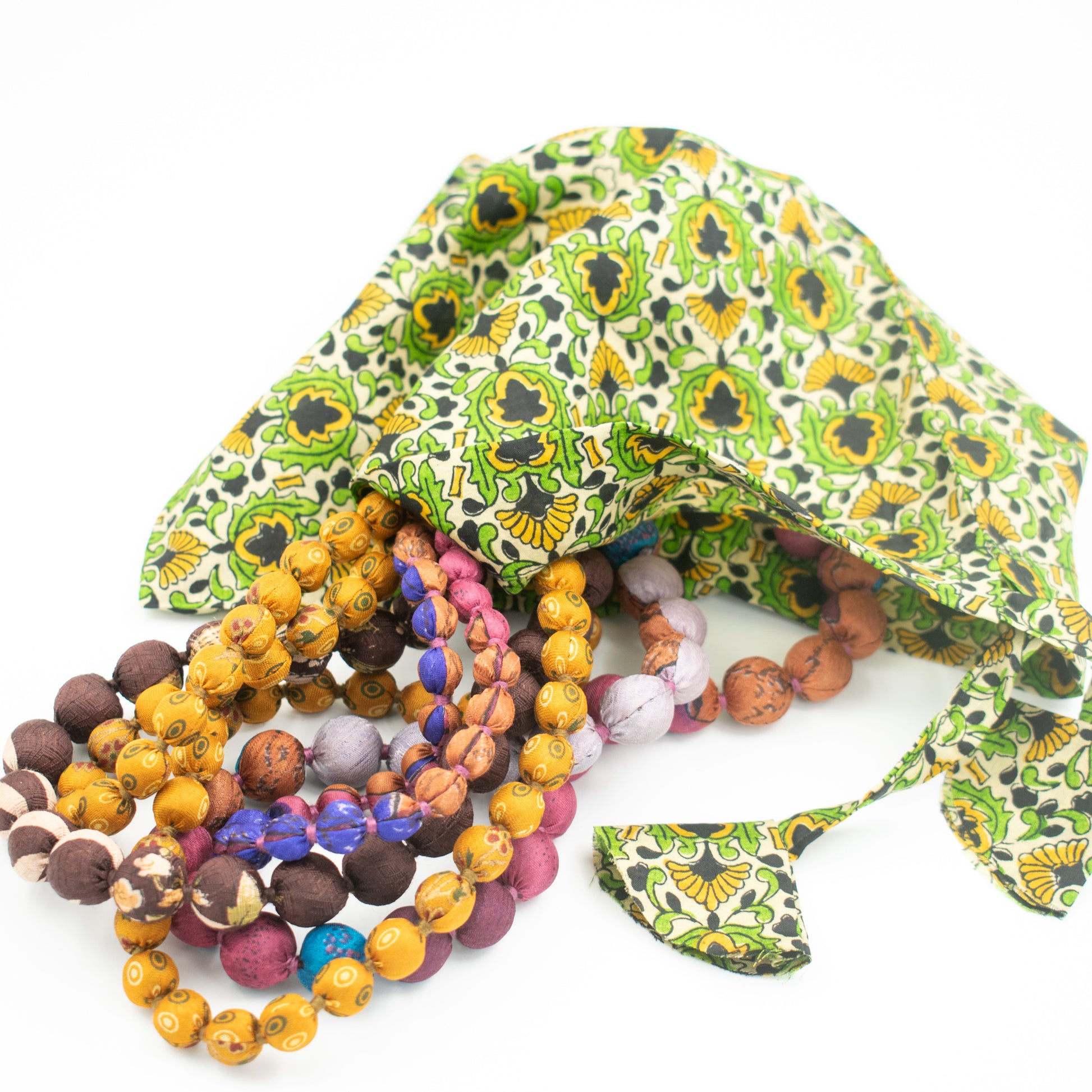 Sari Silk Bead Necklace, 5-String — Multi — view 7