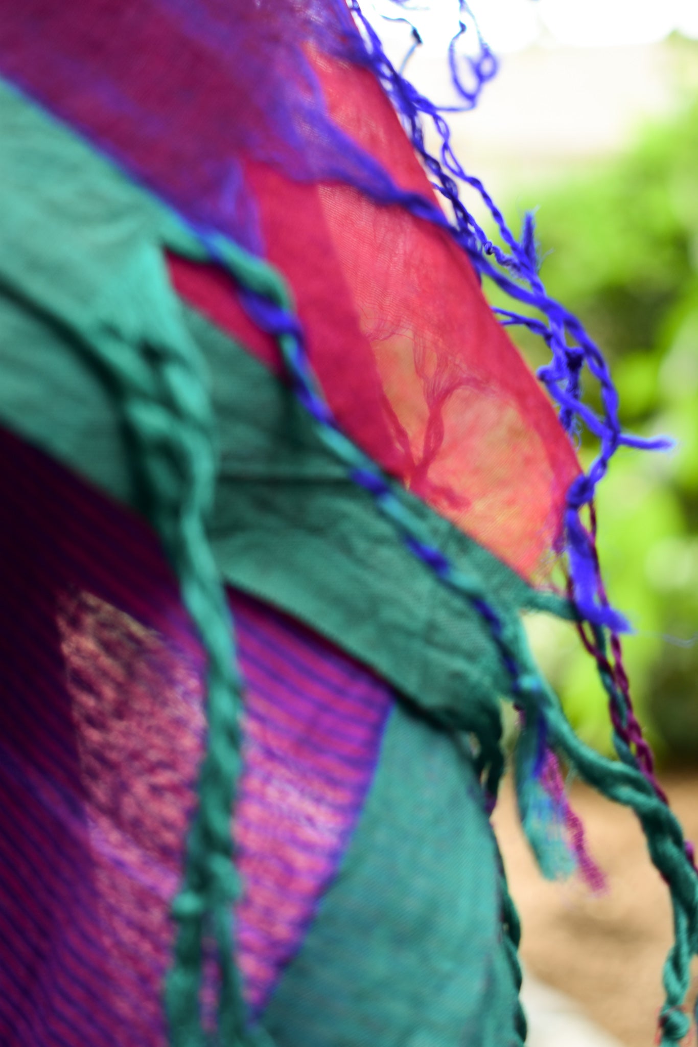 Handwoven Cotton-Silk Scarf — Hot Pink — view 6