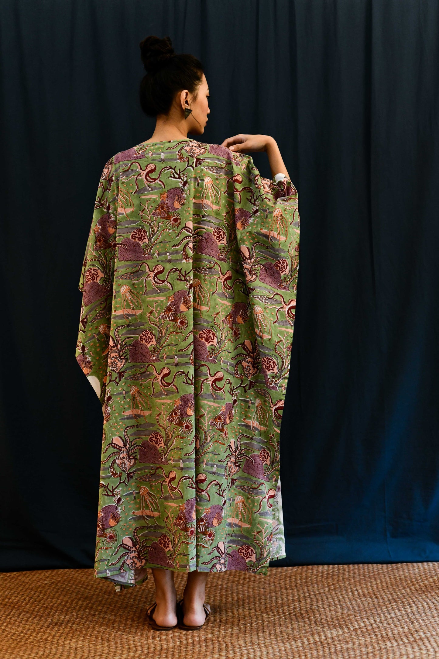Samudree Kaftan — Spring Green — detail