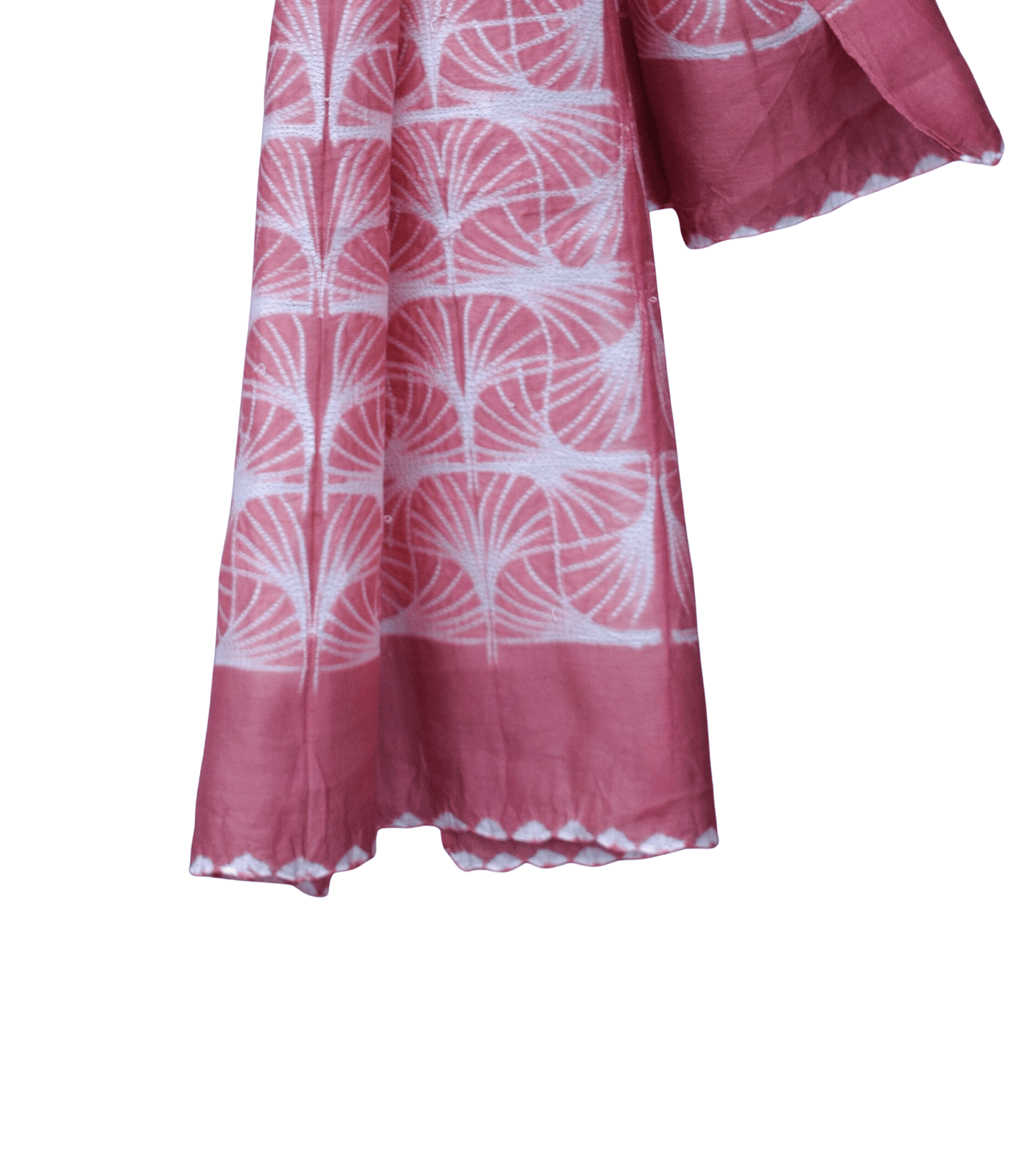 Cotton-Silk Shibori Scarf — Light Rust — texture detail
