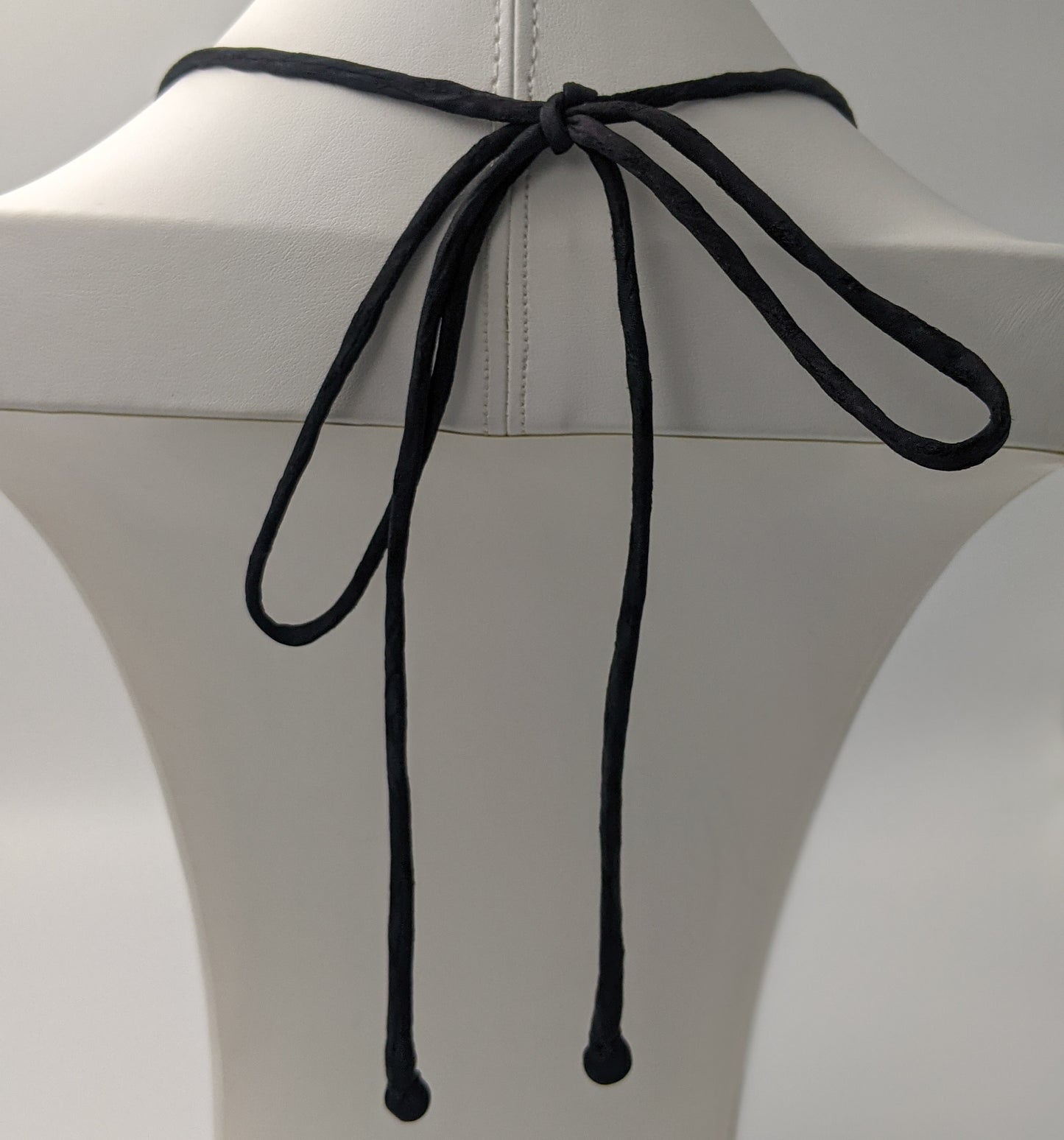 Sari Silk Bead Necklace, 6-String — Black and Silver — close-up detail