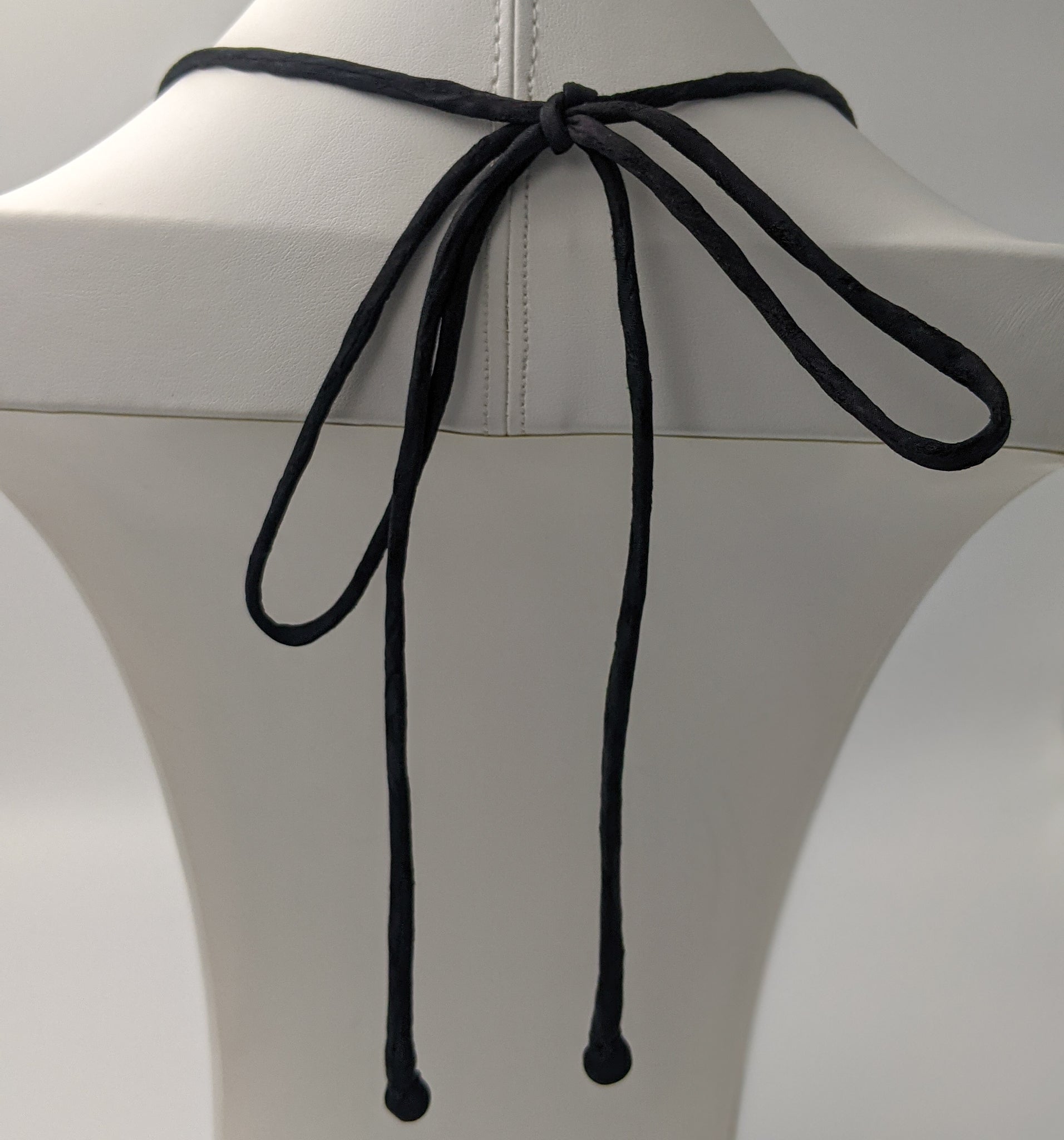 Sari Silk Bead Necklace, 6-String — Black and Silver — close-up detail