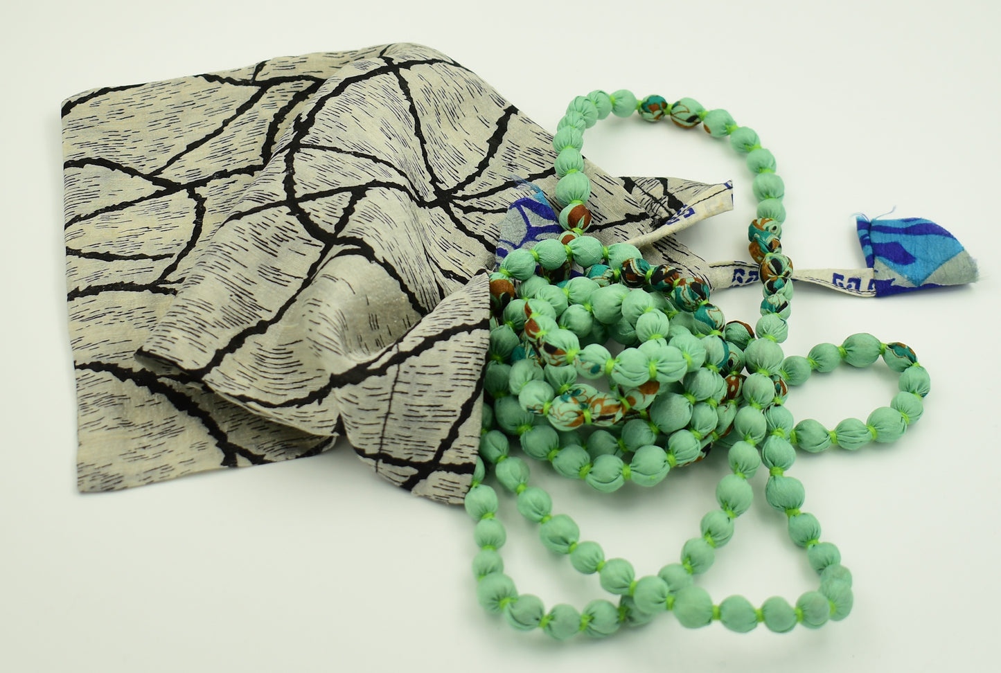 Mottled Mania — Sari Silk Bead Necklace, 1-String — Light Green Multi — worn on neck