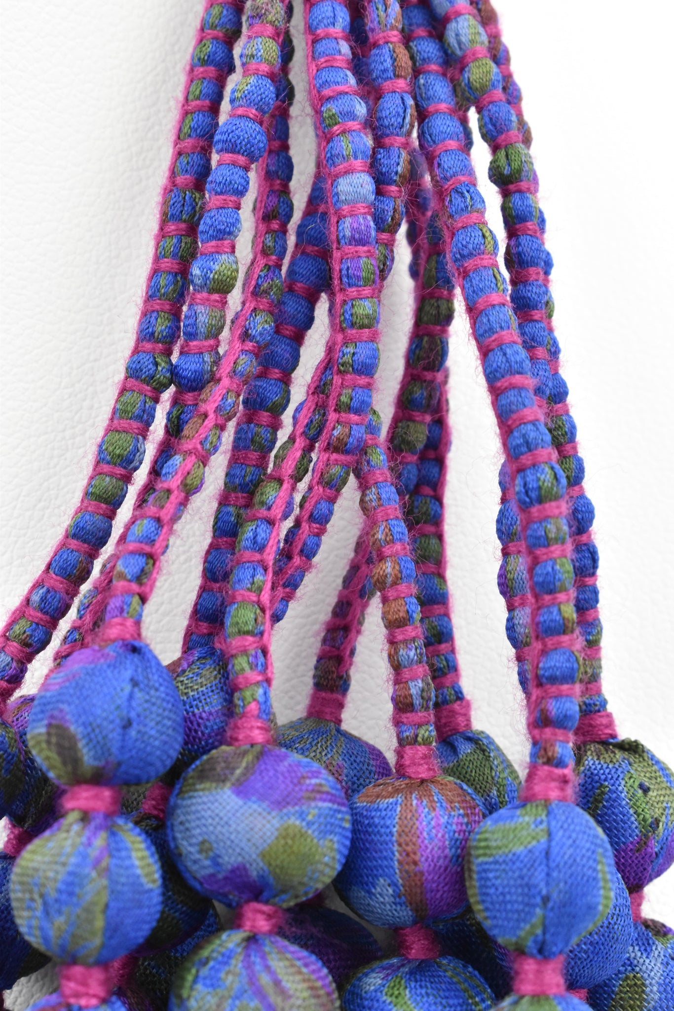 Sari Silk Bead Necklace, 12-String — Blue Violet — view 7