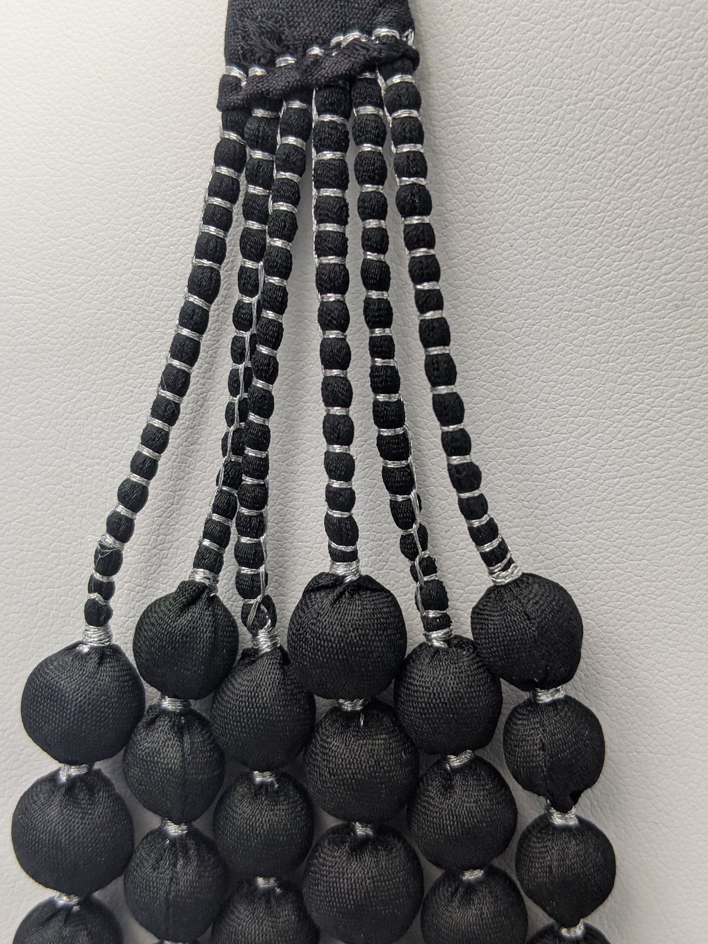 Sari Silk Bead Necklace, 6-String — Black and Silver — view 6