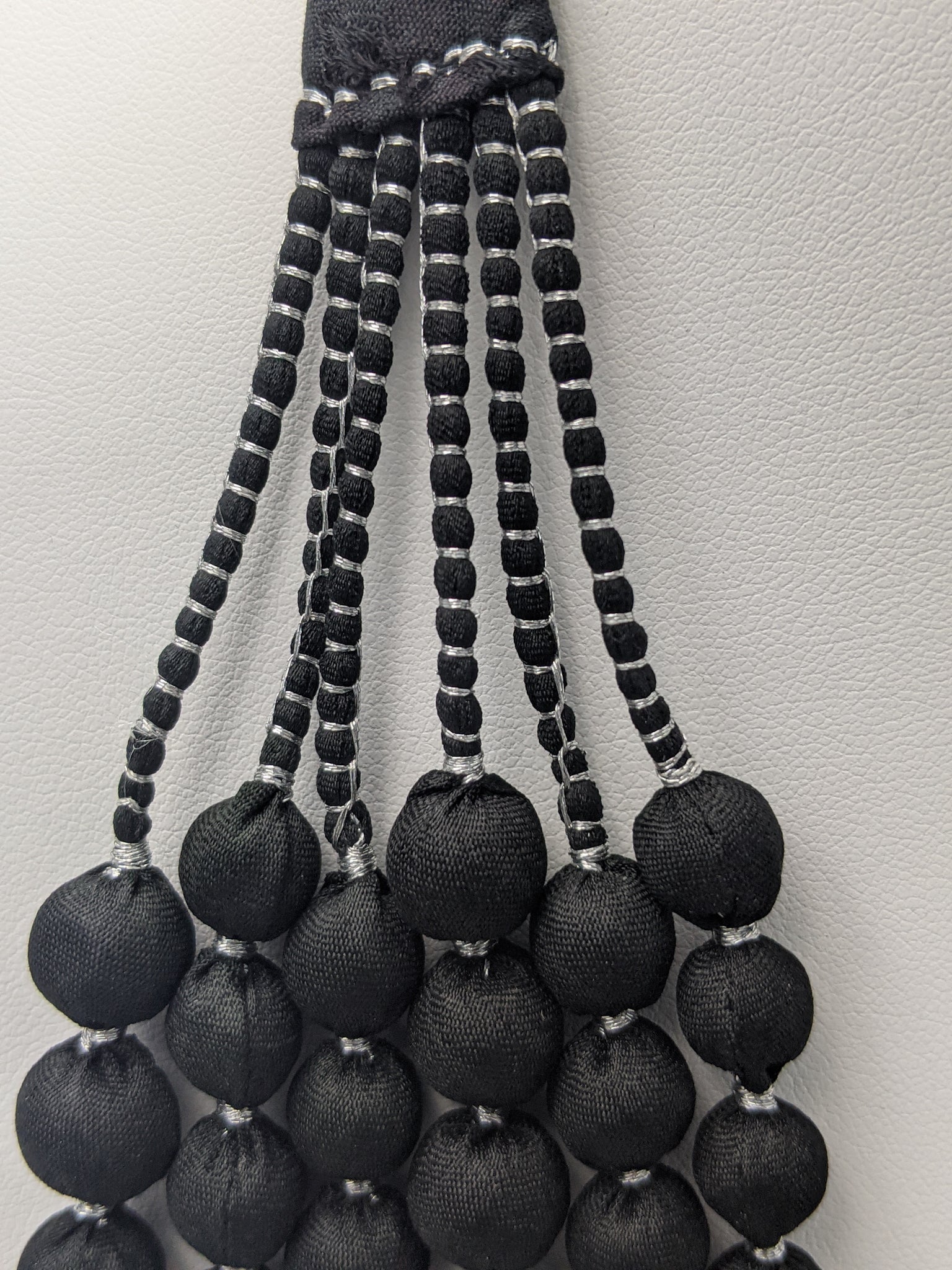 Sari Silk Bead Necklace, 6-String — Black and Silver — view 6