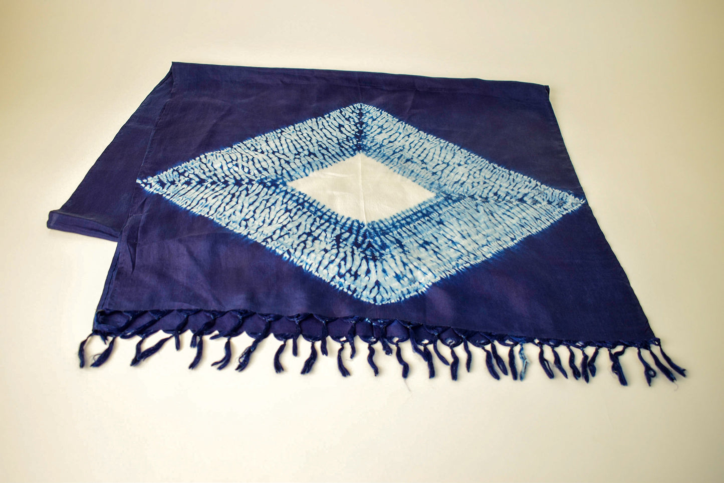 Mulberry Silk Shibori Scarf — Indigo — view 6