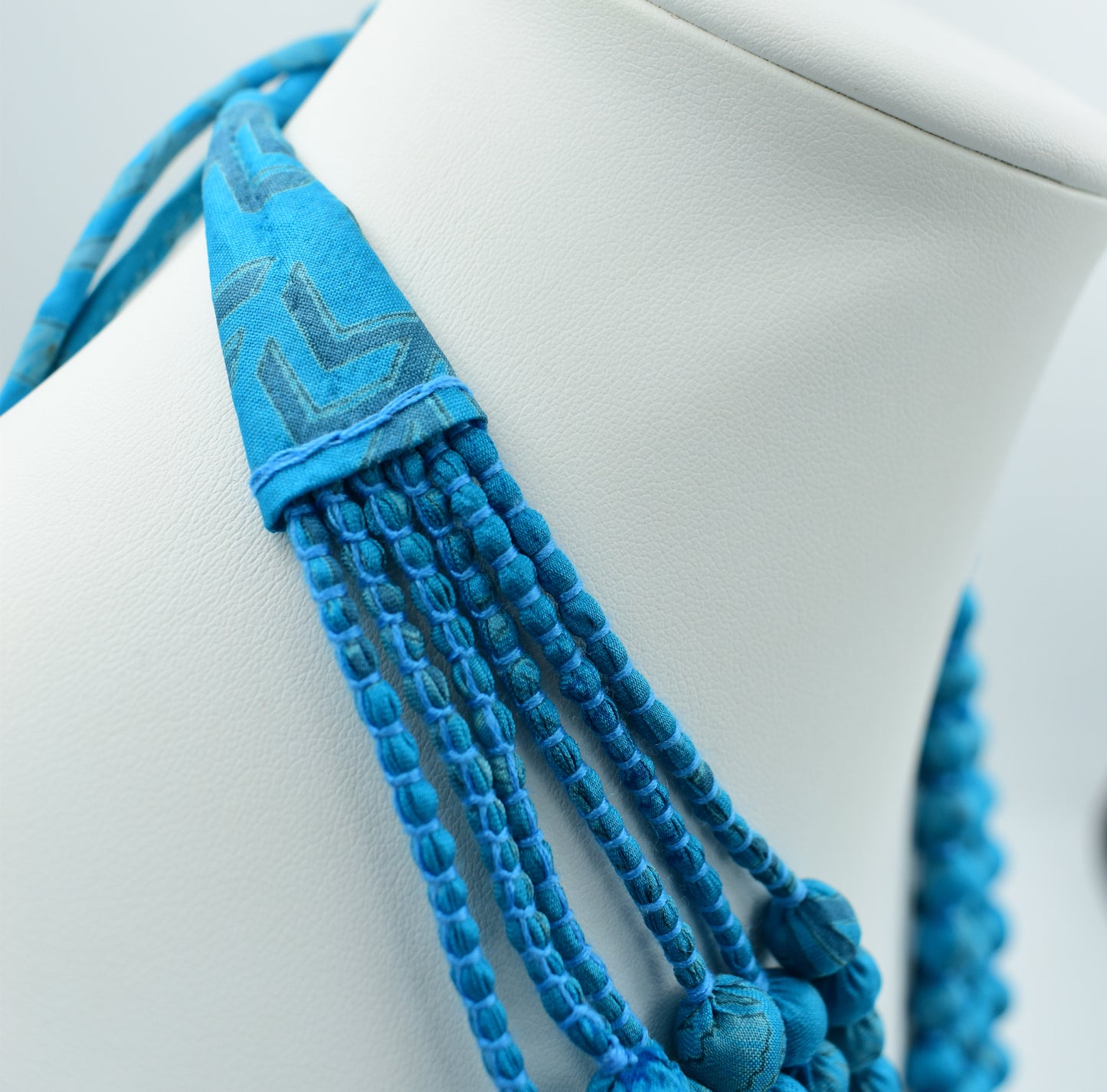 Smooth Sailing — Sari Silk Bead Necklace, 6-String — Caribbean Blue — styling view