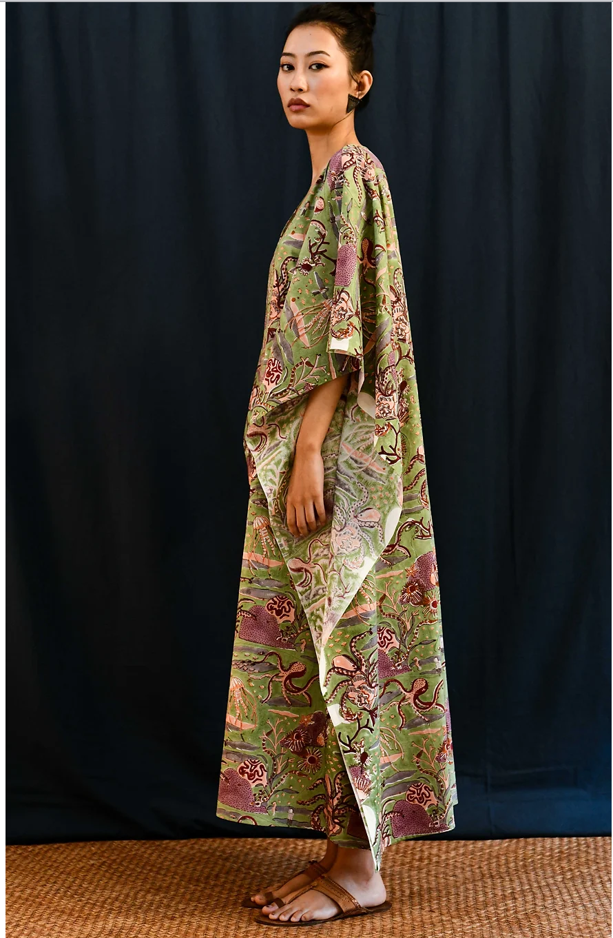 Samudree Kaftan — Spring Green — alternate view