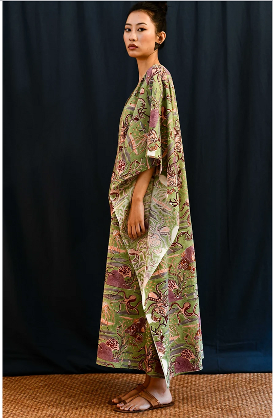 Samudree Kaftan — Spring Green — alternate view
