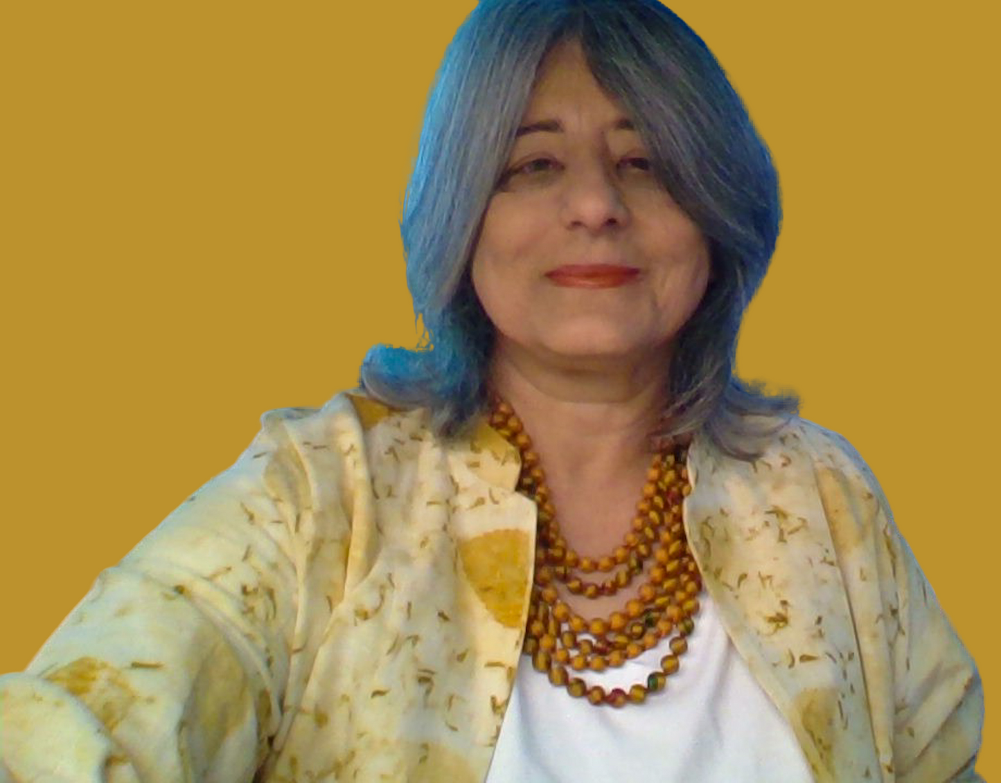 Eco-Printed Overlay Jacket — Yellow Gold — view 11