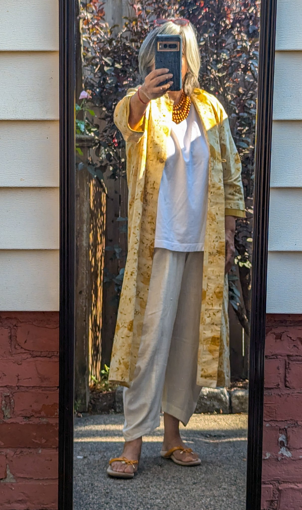 Eco-Printed Overlay Jacket — Yellow Gold — view 9