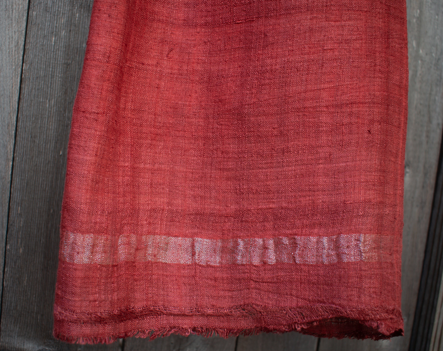 Matka Peace Silk Scarf — Madder — texture detail