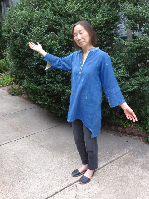 Kala Cotton Tunic — Pista — styling view