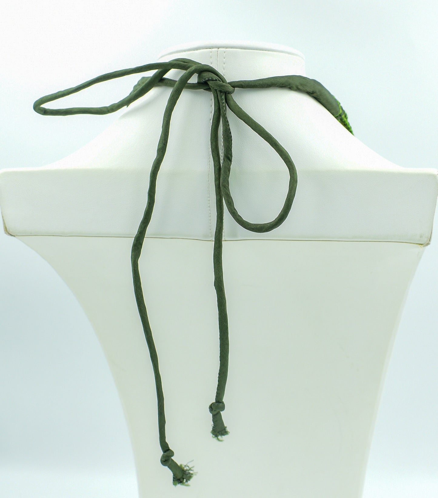 Growth — Sari Silk Bead Necklace, 12-String — Forest Green — close-up detail