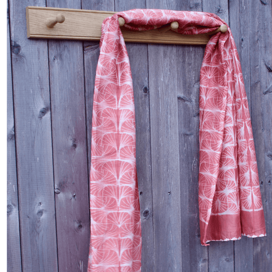 Cotton-Silk Shibori Scarf — Light Rust