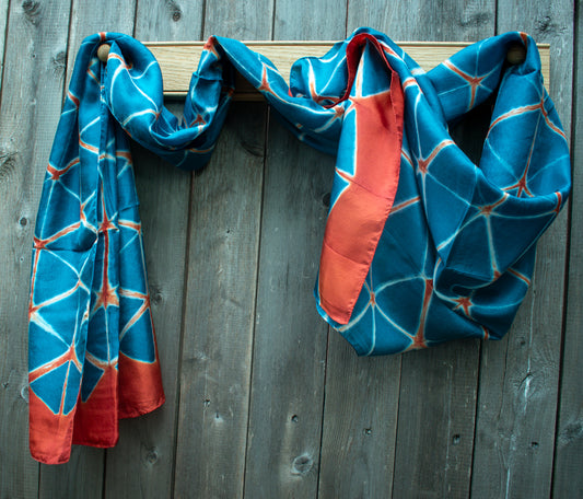 Silk Shibori Scarf — Cyanine