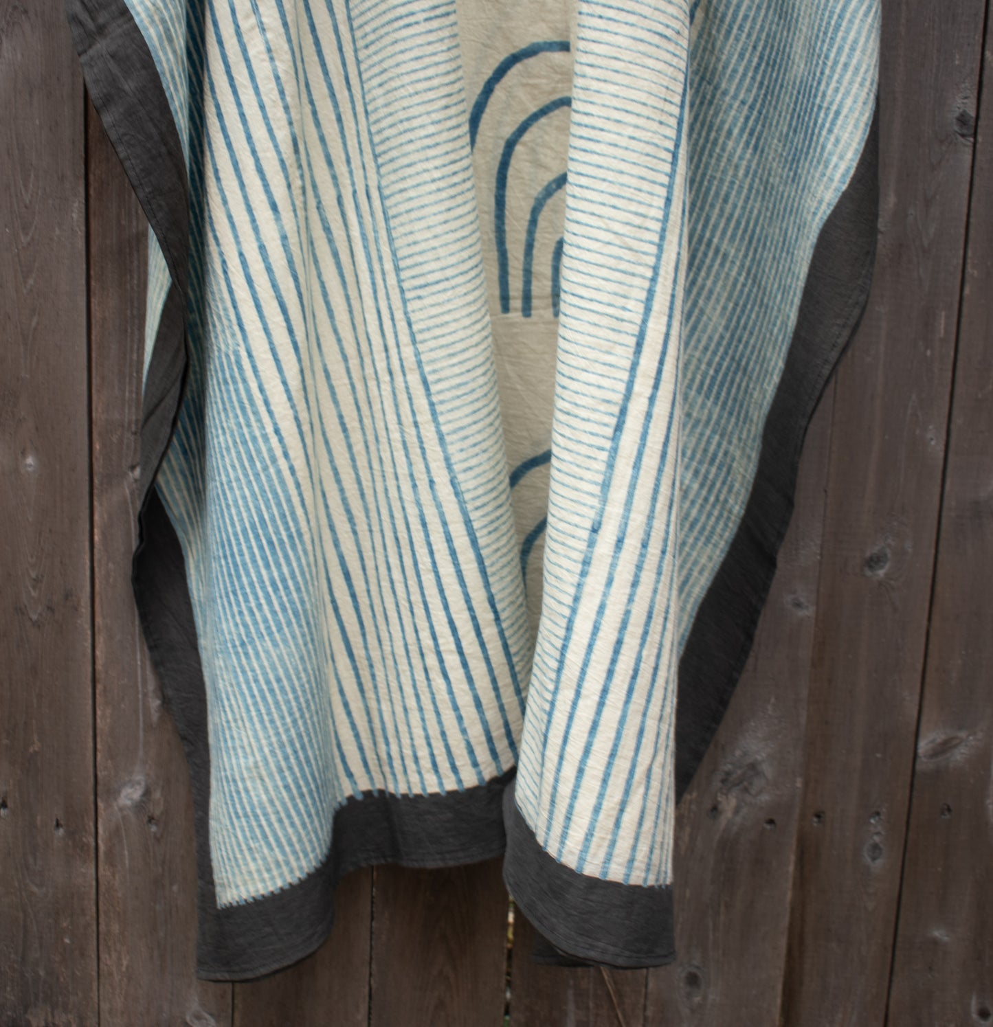 Blockprinted Cotton Kaftan — Indigo Iron — styling view