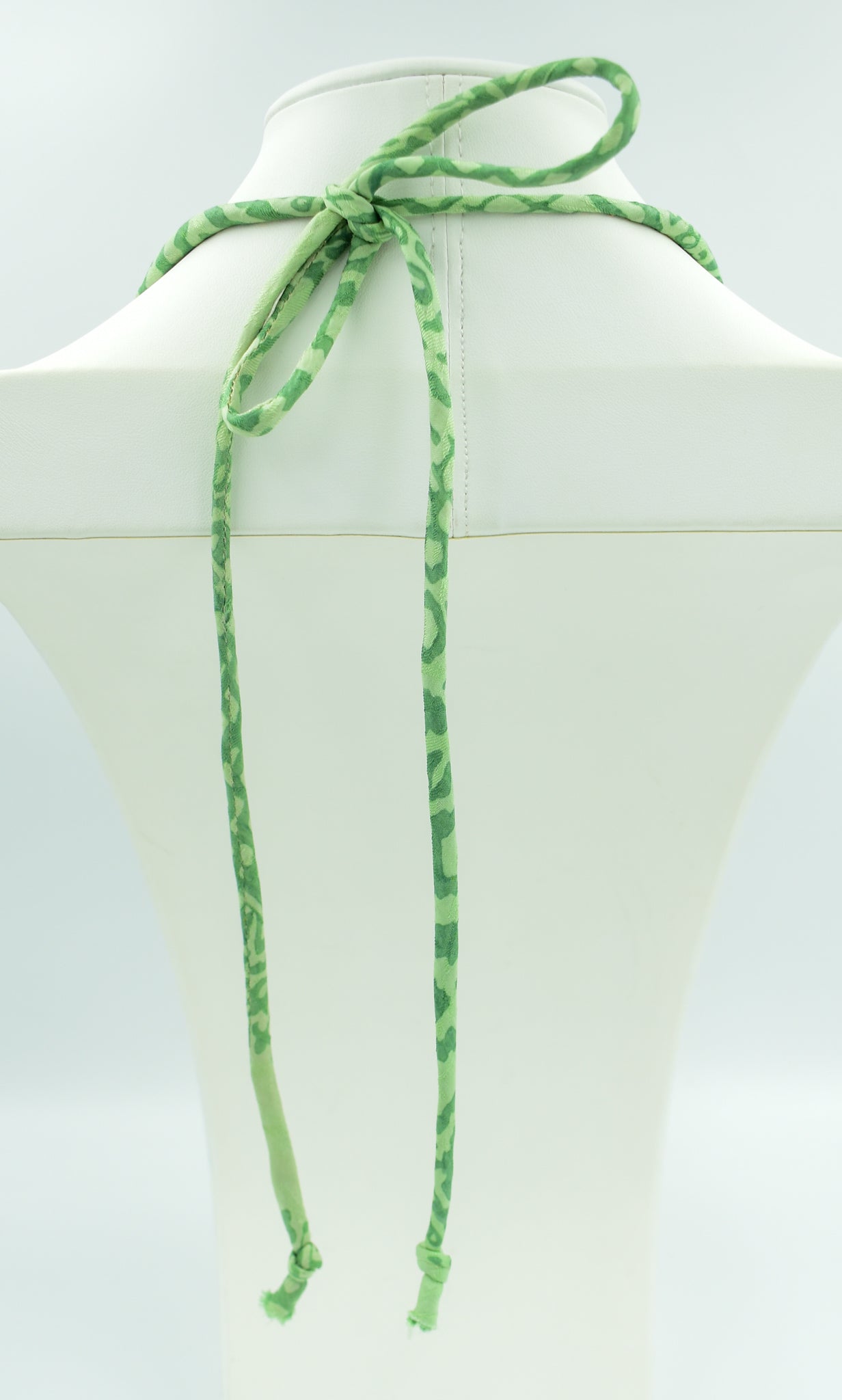 Verdant — Sari Silk Bead Necklace, 12-String — Shades of Green — styling view