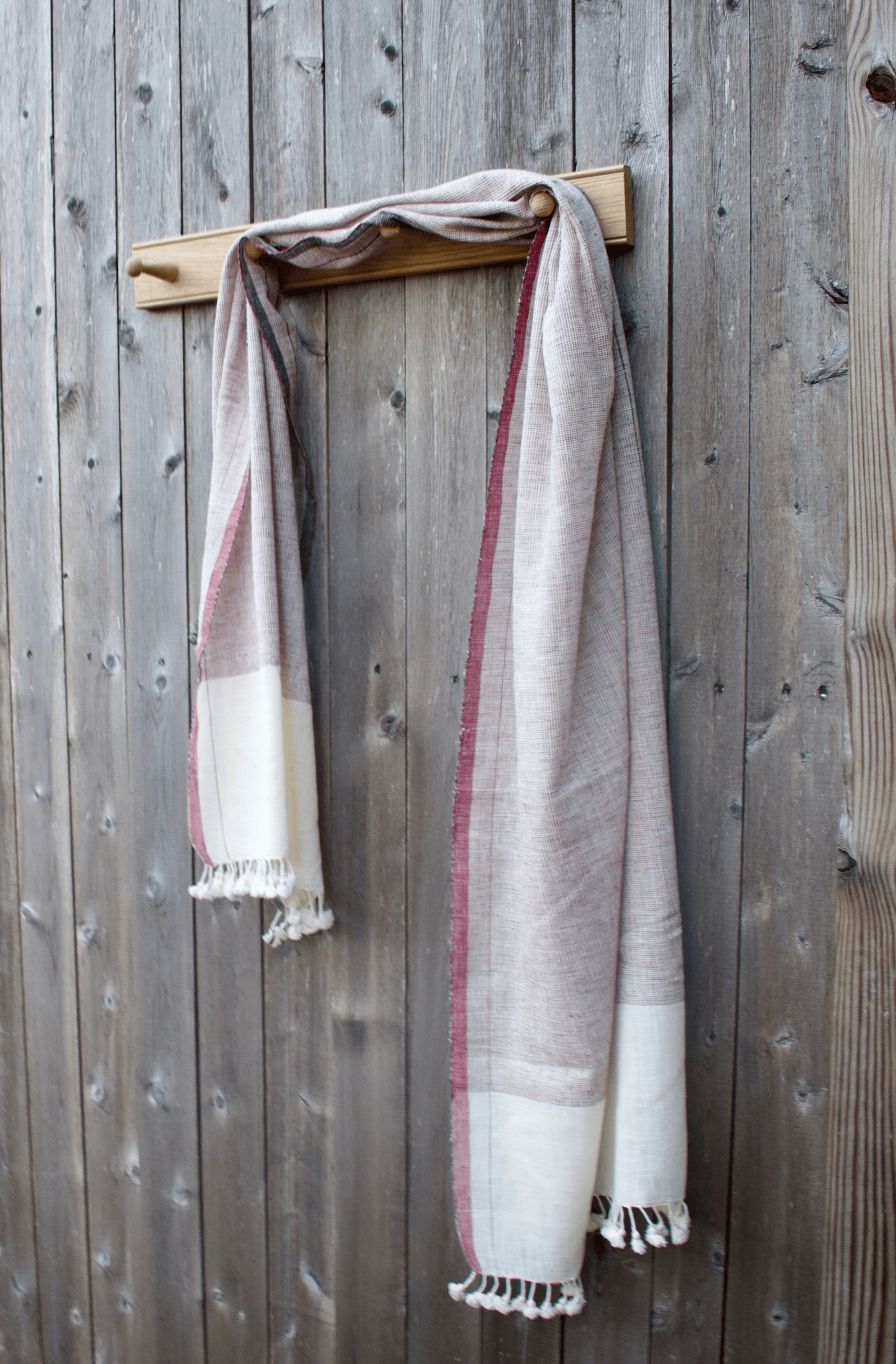 Kala Cotton Scarf — Ecru, Red and Black