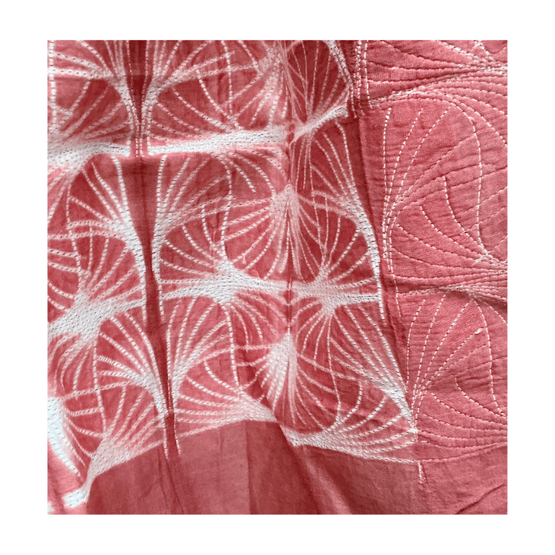 Cotton-Silk Shibori Scarf — Light Rust — draped