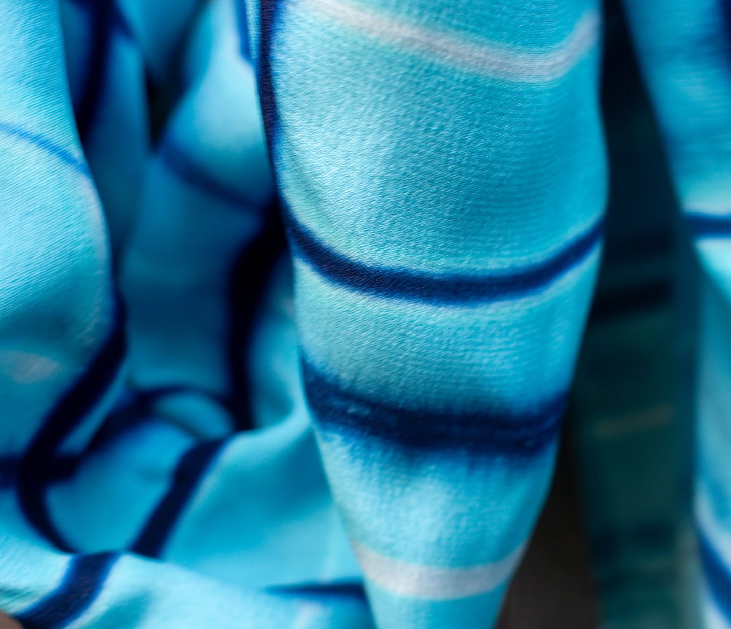 Silk Shibori Scarf — Shades of Blue — texture detail