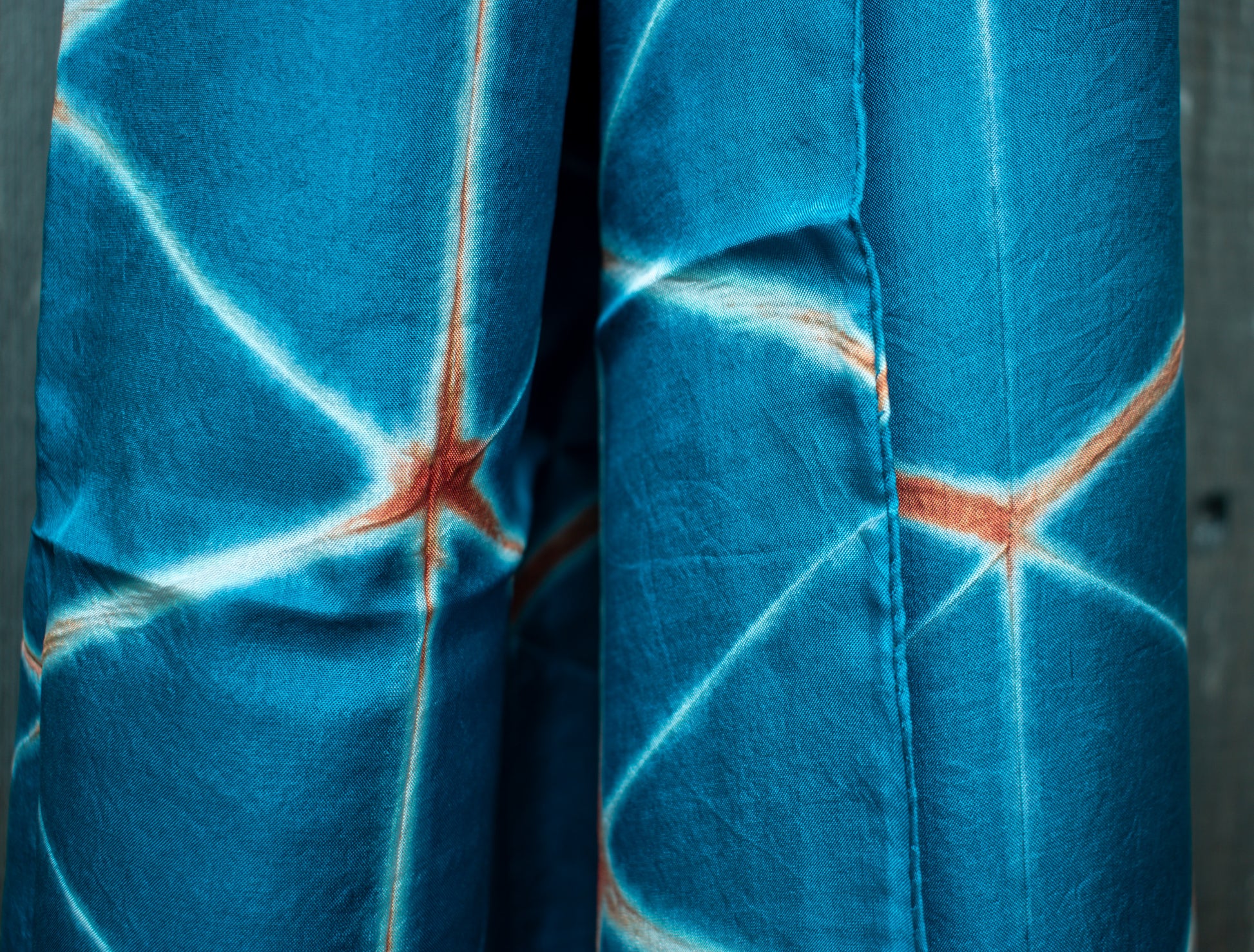 Silk Shibori Scarf — Cyanine — texture detail