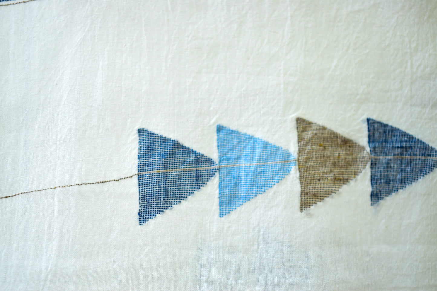 White Gold — Khadi Jamdani Stole — Gold and Blue Inlay — styling view