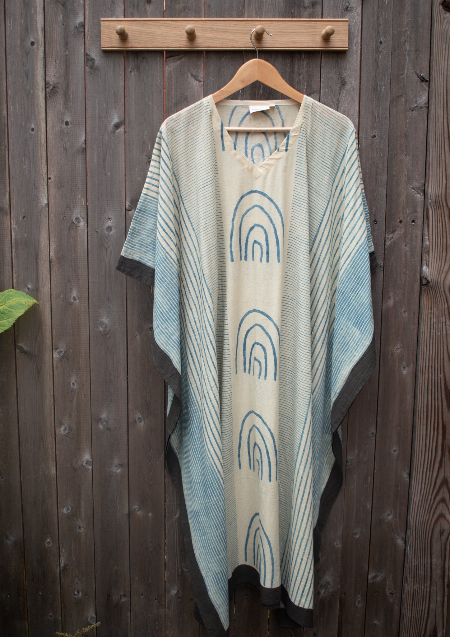 Blockprinted Cotton Kaftan — Indigo Iron