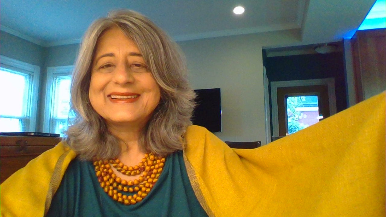 Gold Dust — Sari Silk Bead Necklace, 6-String — Mustard and Maroon — view 9