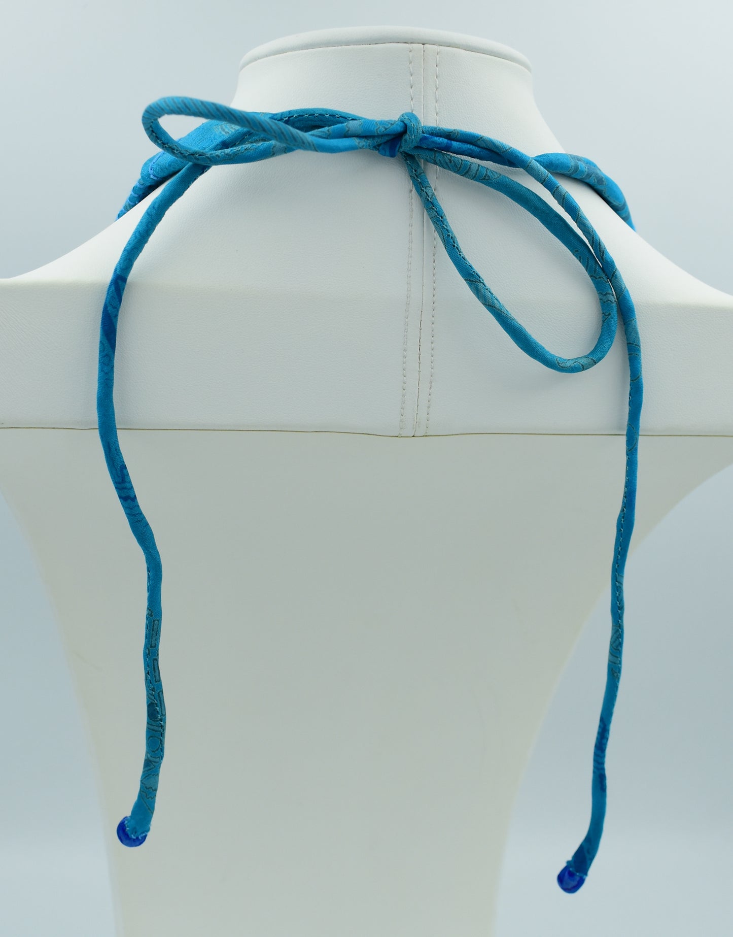 Smooth Sailing — Sari Silk Bead Necklace, 6-String — Caribbean Blue — close-up detail