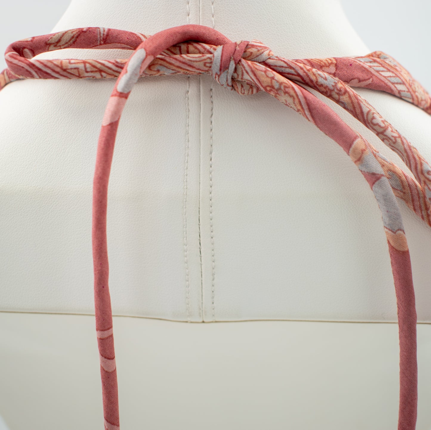 Sari Silk Bead Necklace, 5-String — Peach and Mint — styling view