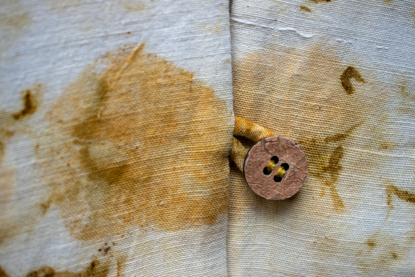Eco-Printed Overlay Jacket — Yellow Gold — close-up detail