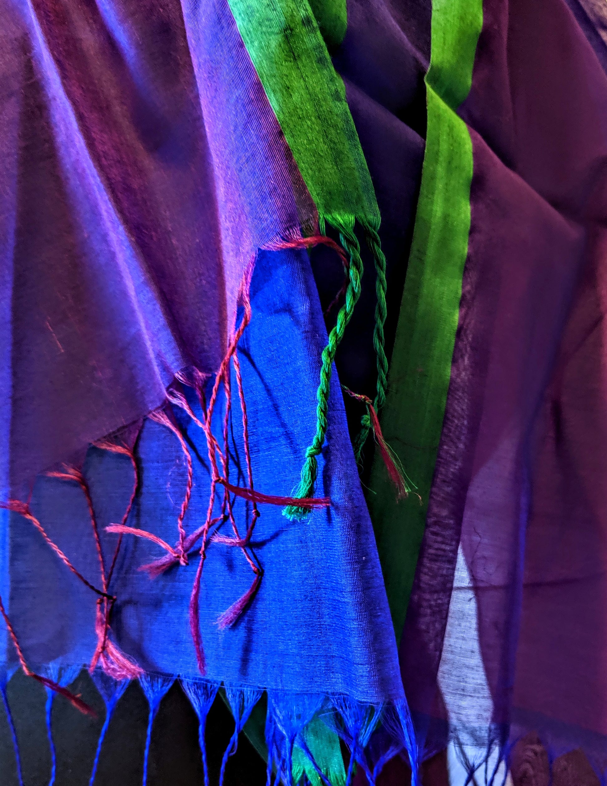 Handwoven Cotton-Silk Scarf — Purple — texture detail
