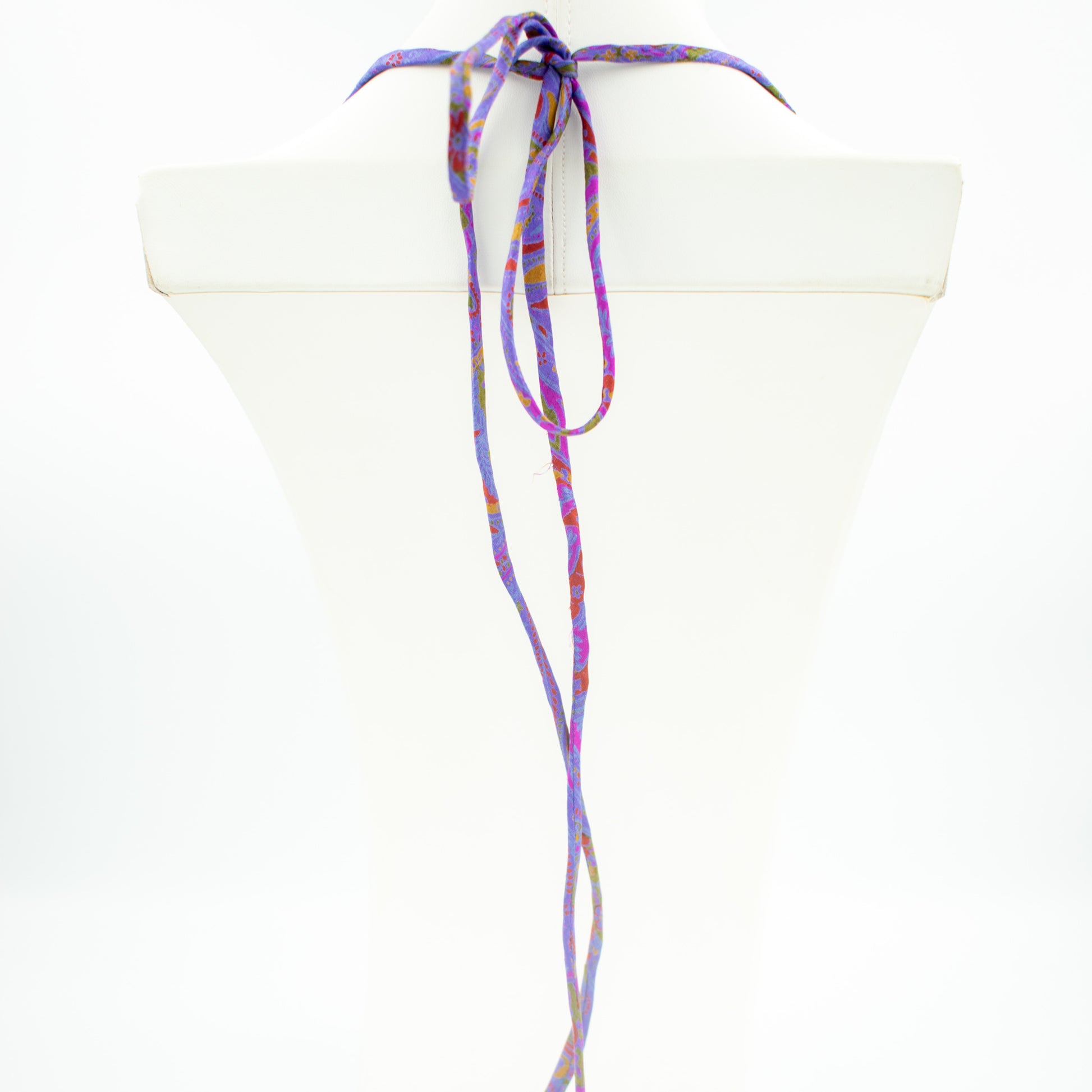 Sari Silk Bead Necklace, 6-String — Purple — close-up detail