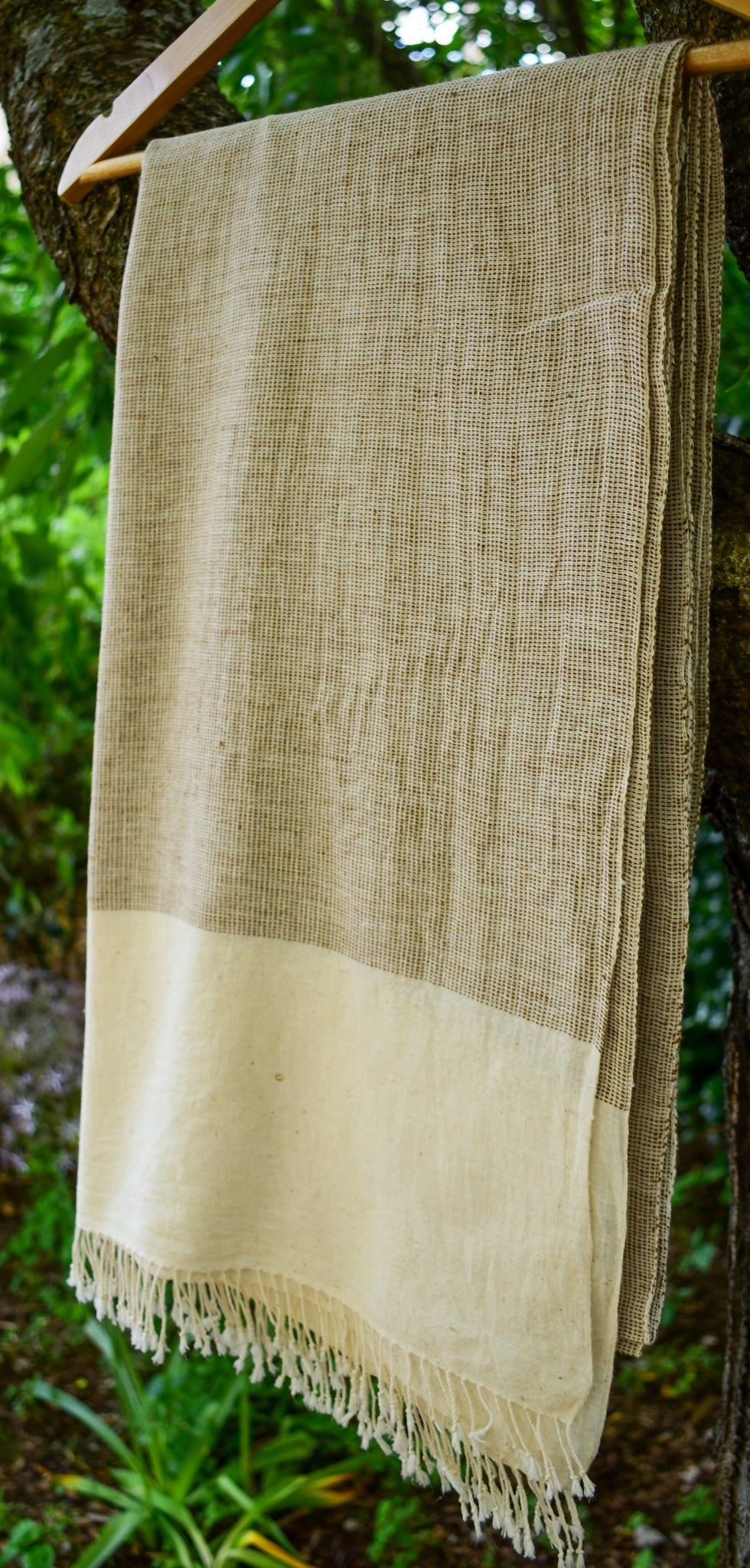 Kala Cotton Scarf — Ecru and Brown